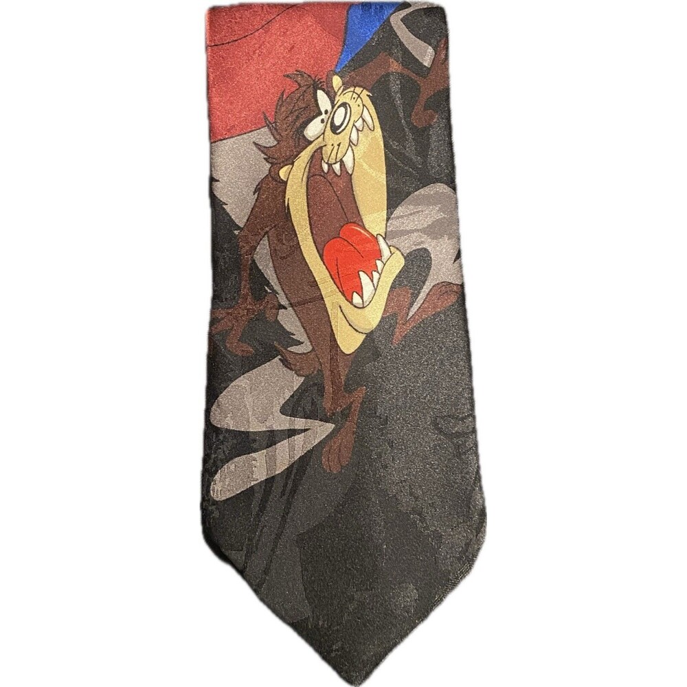 Vintage 1994 Tazmanian Devil Taz classic Necktie 60" long black multicolored